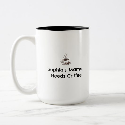 Sophia’s Mom | Custom Name Parent Gift Zweifarbige Tasse (Links)