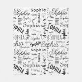 Sophia Typografie Schwarz-weiß Fleecedecke (Vorderseite)