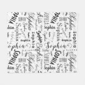 Sophia Typografie Schwarz-weiß Fleecedecke (Vorderseite (Horizontal))