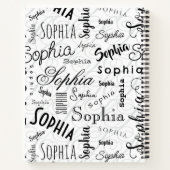 Sophia Typografie Schwarz-weiß Notizblock (Rückseite)