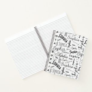 Sophia Typografie Schwarz-weiß Notizblock