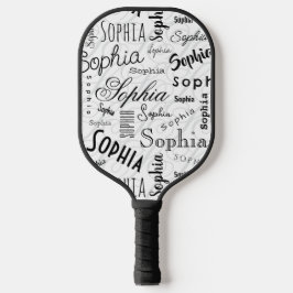 Sophia Typografie Schwarz-weiß Pickleball Schläger