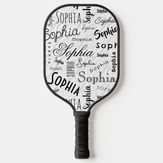 Sophia Typografie Schwarz-weiß Pickleball Schläger (Vorderseite)