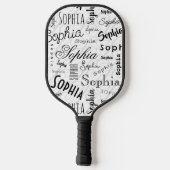 Sophia Typografie Schwarz-weiß Pickleball Schläger (Rückseite)