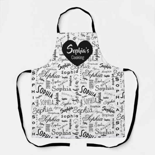 Sophia Typografie Schwarz-weiß Schürze (Vorderseite)