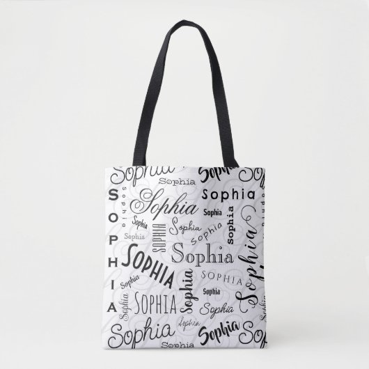Sophia Typografie Schwarz-weiß Tasche (Vorderseite)