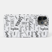 Sophia Typography Black White Case-Mate iPhone Hülle (Rückseite (Horizontal))