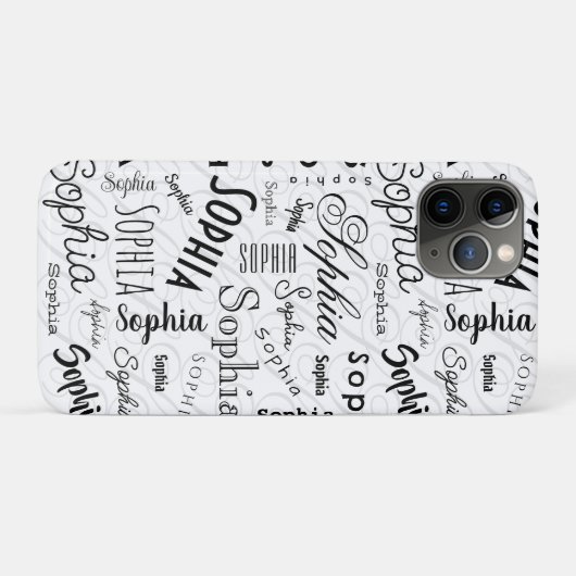 Sophia Typography Black White Case-Mate iPhone Hülle (Rückseite (Horizontal))