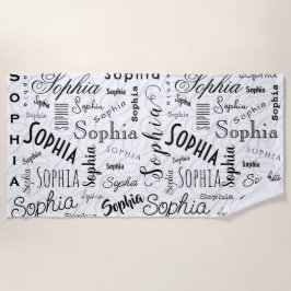 Sophia Typography Black White Strandtuch