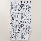 Sophia Typography Black White Strandtuch (Vorderseite)