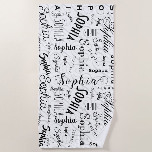 Sophia Typography Black White Strandtuch (Vorderseite)