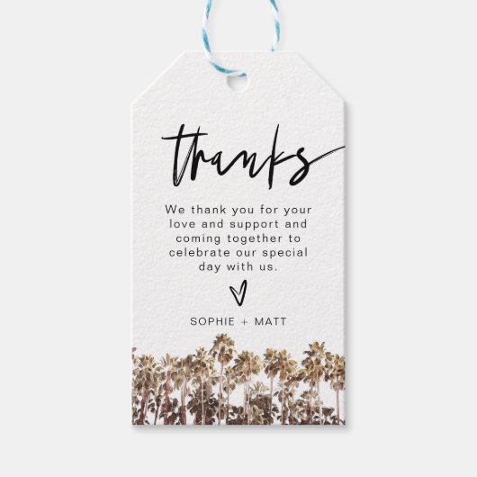 SOPHIA | Wasserfarben Palm Tree Beach Tropical Geschenkanhänger (Vorderseite)