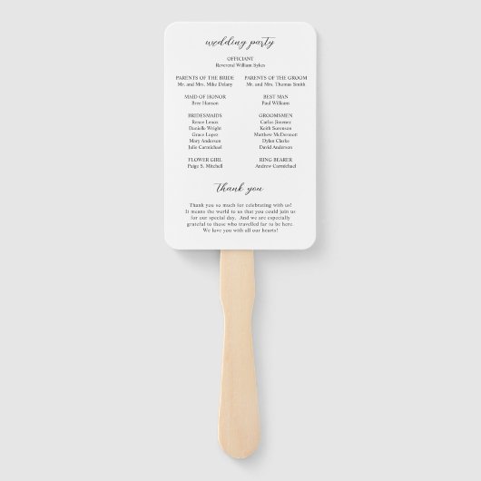 Sophia White Modern Wedding Program Fächer (Rückseite)