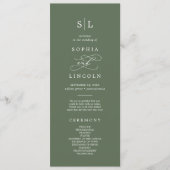 SOPHIA Woodland Olive Green Monogram Wedding Programm (Vorderseite)