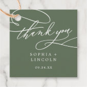 SOPHIA Woodland Olive Green Wedding Vielen Dank Geschenkanhänger (Vorderseite)