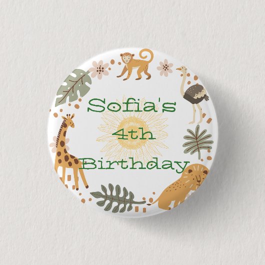 Sophias Dschungeltierisches Party Button (Vorderseite)