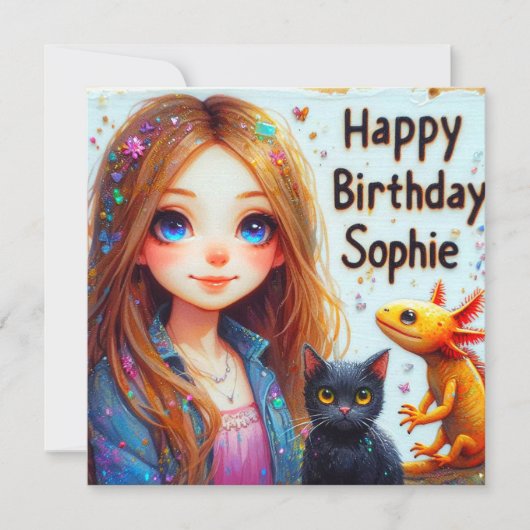 SOPHIE ~ Happy Birthday ~ AXOLOTL UND CAT ~ (Vorderseite)