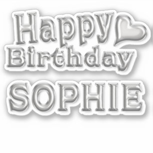 Sophie Happy Birthday silver Aufkleber Sticker