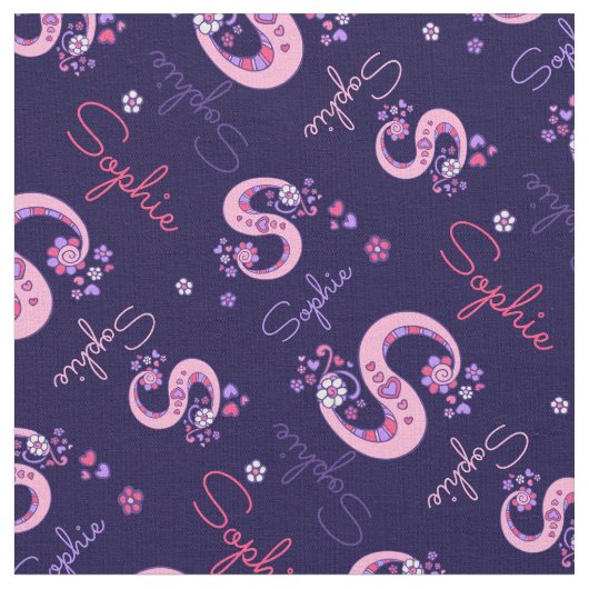Sophie Letter S Monogram Herz Blumen Gewebe Stoff (Nahaufnahme)