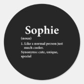 Sophie Name Definition Funny D Runder Aufkleber (Vorderseite)
