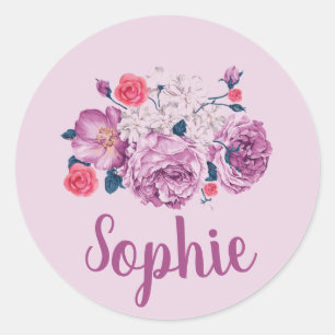 Sophie Name Floral Benutzerdefinierte Vintage Blum Runder Aufkleber