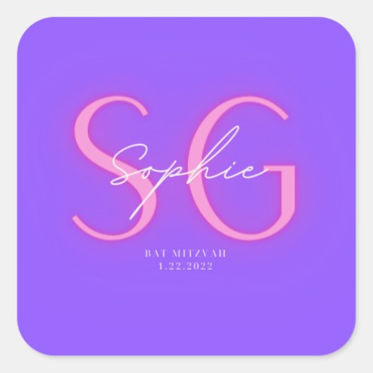 Sophie's Bat Mitzvah-Sticker Quadratischer Aufkleber (Vorderseite)