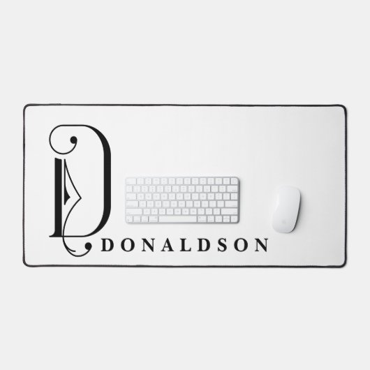 Sophisikiertes Schwarz-Weiß-elegantes Monogramm D Schreibtischunterlage (Tastatur & Maus)