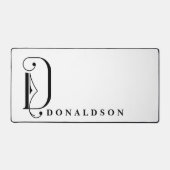 Sophisikiertes Schwarz-Weiß-elegantes Monogramm D Schreibtischunterlage (Vorderseite)