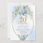 Sophisticated 70th Birthday Blue Hydrangeas Invite Einladung (Vorderseite)