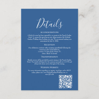 Sophisticated Azure Wedding Details Enclosure Card Begleitkarte