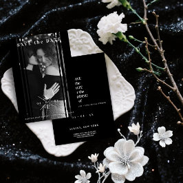 Sophisticated B&W Photo Couple Lesbian Gay Wedding Folieneinladung