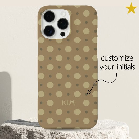 Sophisticated Beige Gray Dots Custom Name Initials Case-Mate iPhone Hülle