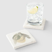 Sophisticated Bird Art Warm Neutral Stone Coaster Steinuntersetzer (Seitenansicht)