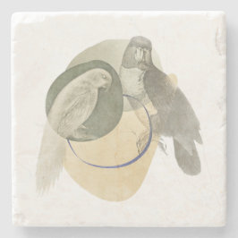 Sophisticated Bird Art Warm Neutral Stone Coaster Steinuntersetzer