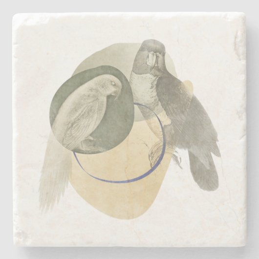 Sophisticated Bird Art Warm Neutral Stone Coaster Steinuntersetzer (Vorderseite)