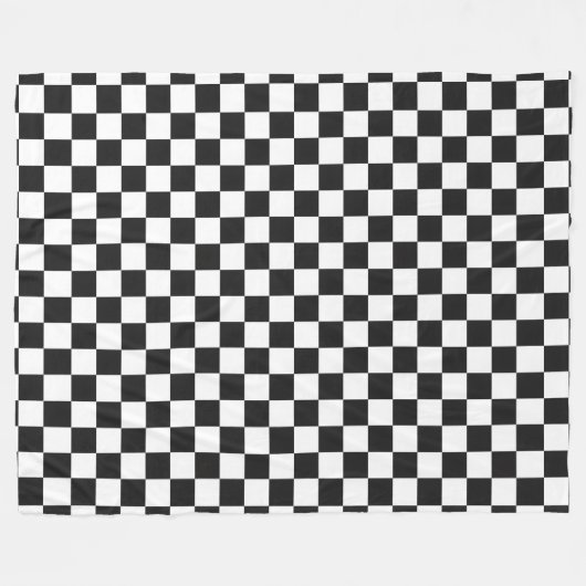 Sophisticated Black and White Checkered Pattern Fleecedecke (Vorderseite (Horizontal))