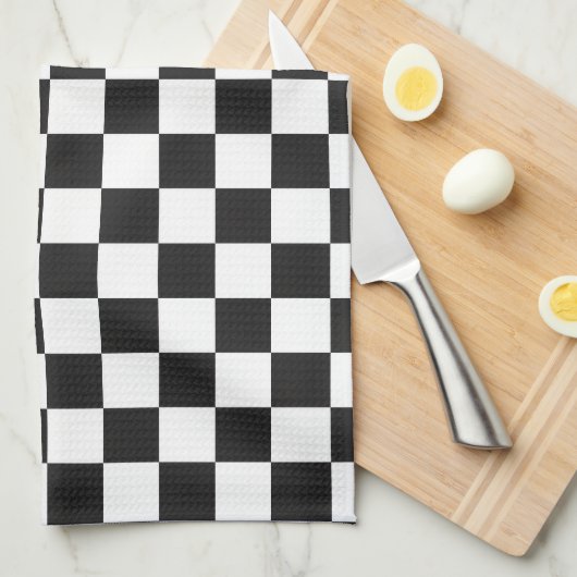 Sophisticated Black and White Checkered Pattern Geschirrtuch (Viertel Falte)