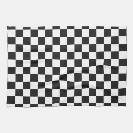 Sophisticated Black and White Checkered Pattern Geschirrtuch (Horizontal)