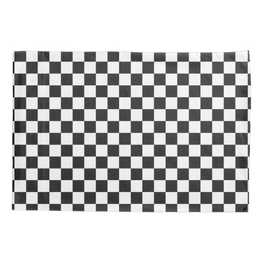 Sophisticated Black and White Checkered Pattern Kissenbezug (Rückseite)