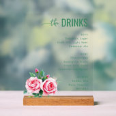 Sophisticated Black Floral Beverage Menu Acrylschild (Neutral)