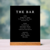 Sophisticated Black Serif Bar Menu Sign Acrylschild (Neutral)