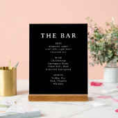 Sophisticated Black Serif Bar Menu Sign Acrylschild (Hochzeit)