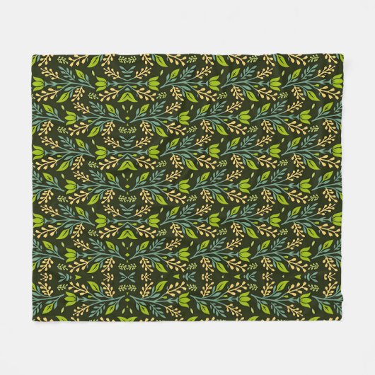 Sophisticated blue & beige floral pattern design  fleecedecke (Vorderseite (Horizontal))