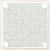 Sophisticated blue & beige floral pattern design  glasuntersetzer (Rückseite)