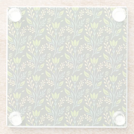Sophisticated blue & beige floral pattern design  glasuntersetzer (Rückseite)