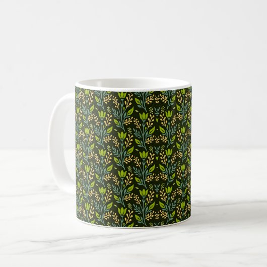 Sophisticated blue & beige floral pattern design  kaffeetasse (Vorderseite Links)