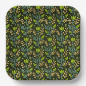 Sophisticated blue & beige floral pattern design  pappteller (Vorderseite)