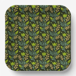 Sophisticated blue & beige floral pattern design  pappteller