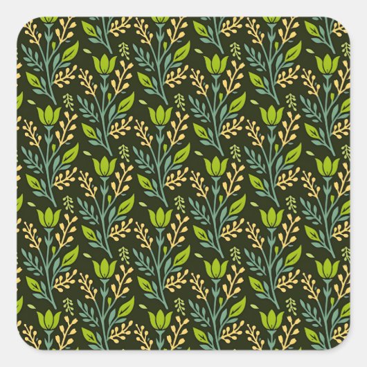 Sophisticated blue & beige floral pattern design  quadratischer aufkleber (Vorderseite)