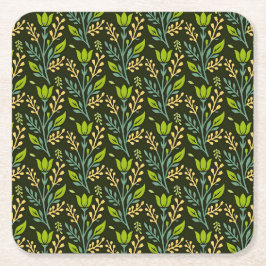 Sophisticated blue & beige floral pattern design  rechteckiger pappuntersetzer
